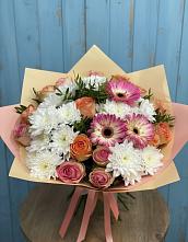 Букет цветов из:  Розы, Герберы и Хризантемы в Боголюбово