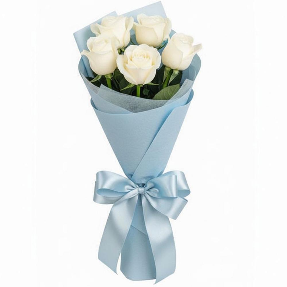 Букет 5 Белых роз Проуд в Боголюбово