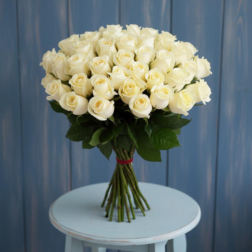 Букет 51 Белая роза Эдлесс Лав в Боголюбово