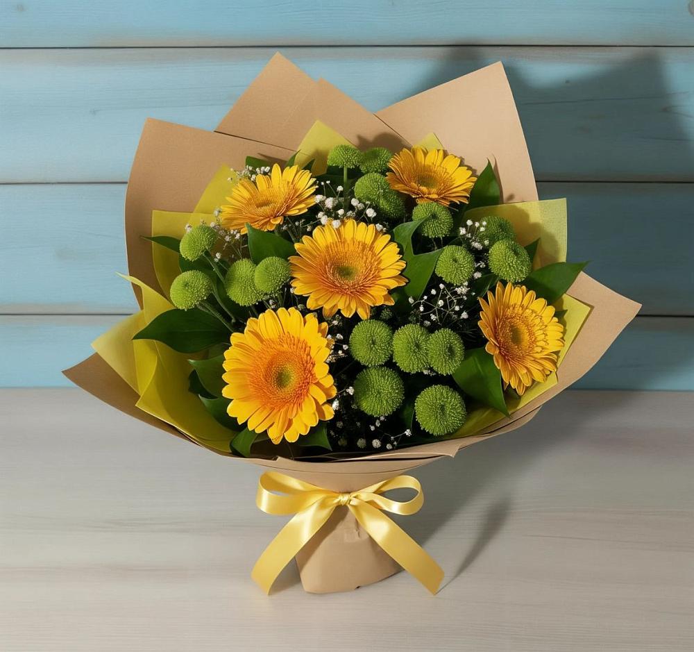 Букет цветов из: Герберы и Хризантемы в Боголюбово