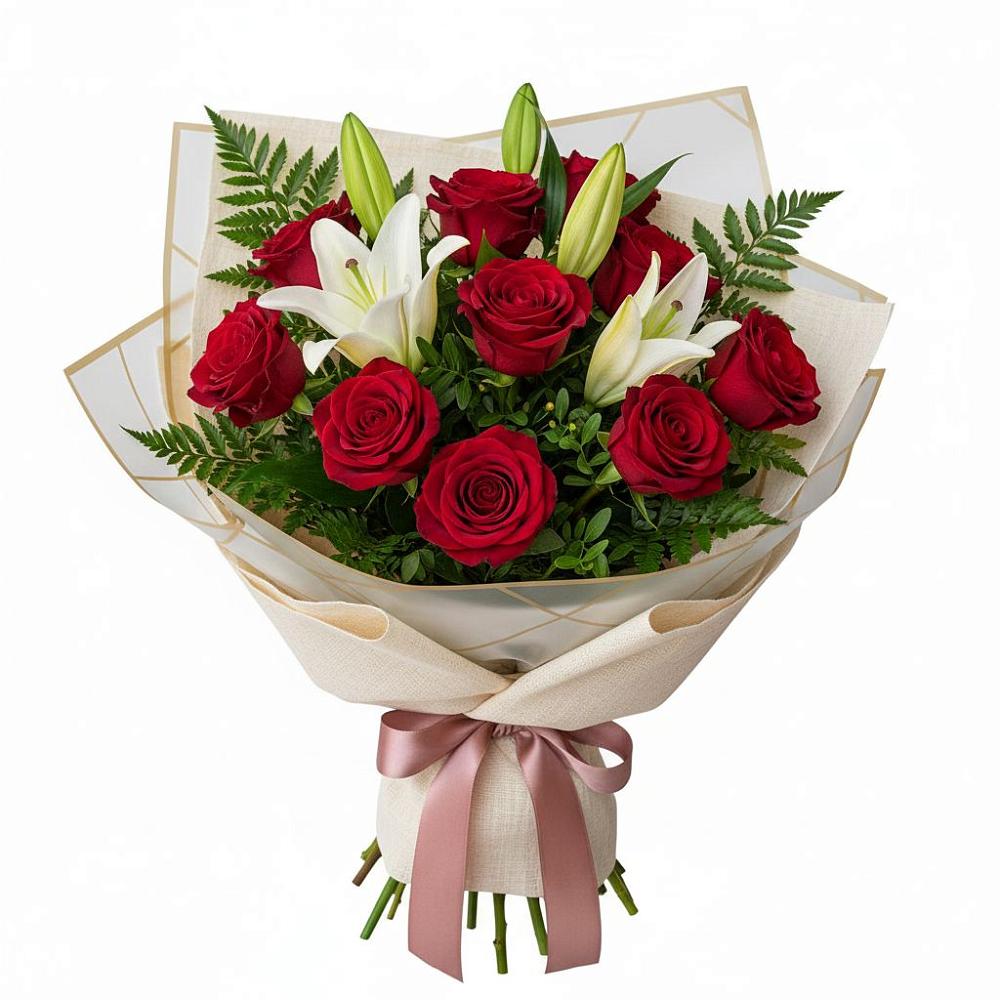 Букет цветов из: Лилии и Розы в Боголюбово