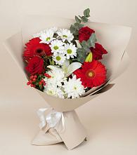 Букет цветов из:  Розы, Хризантемы, Герберы и Лилии в Боголюбово