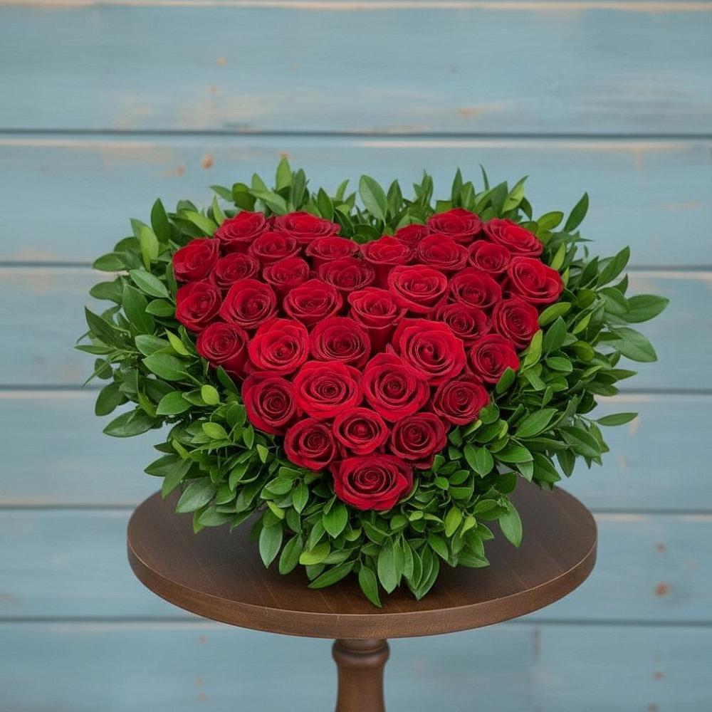 Цветочная композиция из Розы в виде сердца в Боголюбово