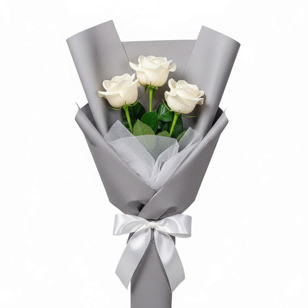 Букет 3 белые розы в Боголюбово